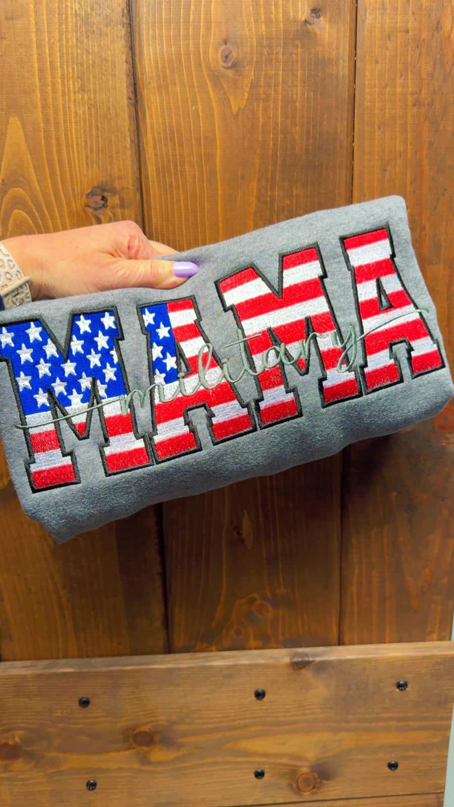 Military Mama Embroidered Crewneck